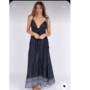 Tie strap maxi dress navy